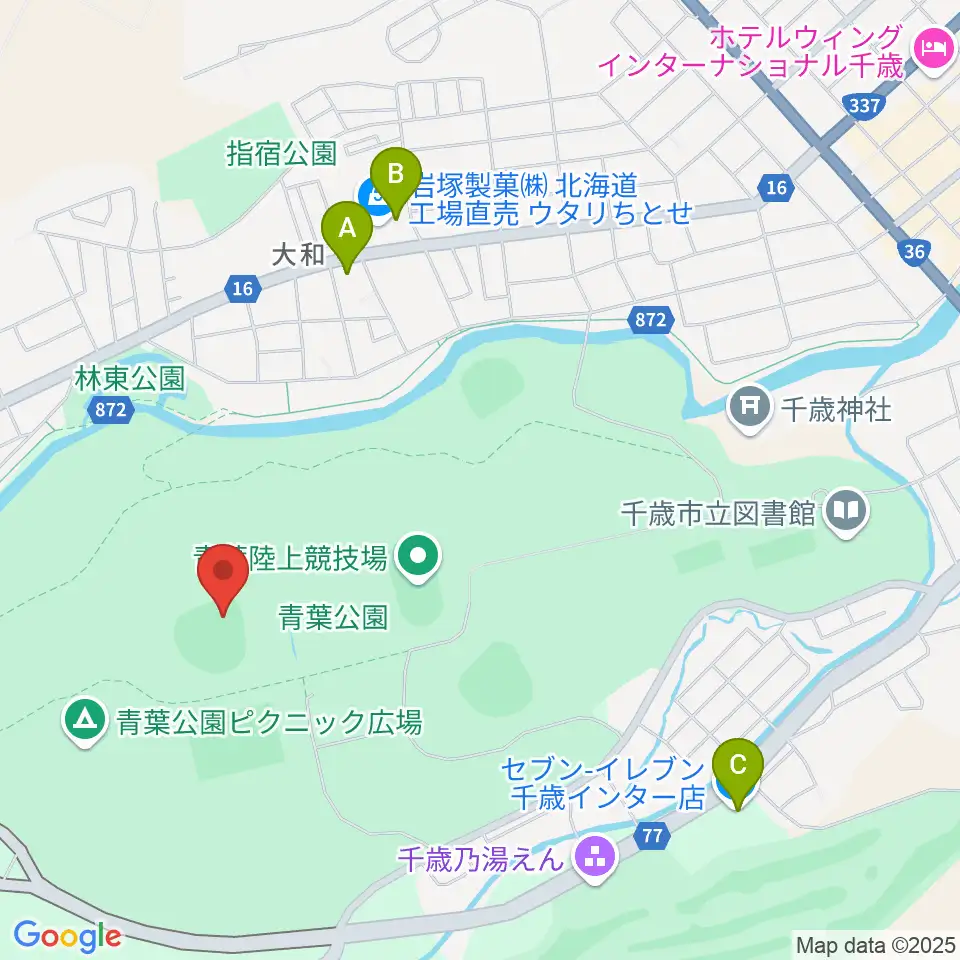 千歳市民球場周辺のコンビニエンスストア一覧地図