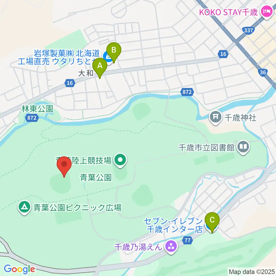 千歳市民球場周辺のコンビニエンスストア一覧地図