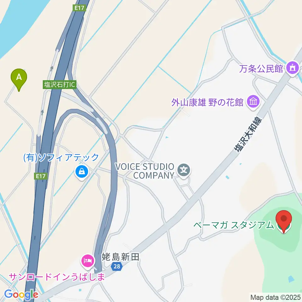 ベーマガスタジアム周辺のコンビニエンスストア一覧地図