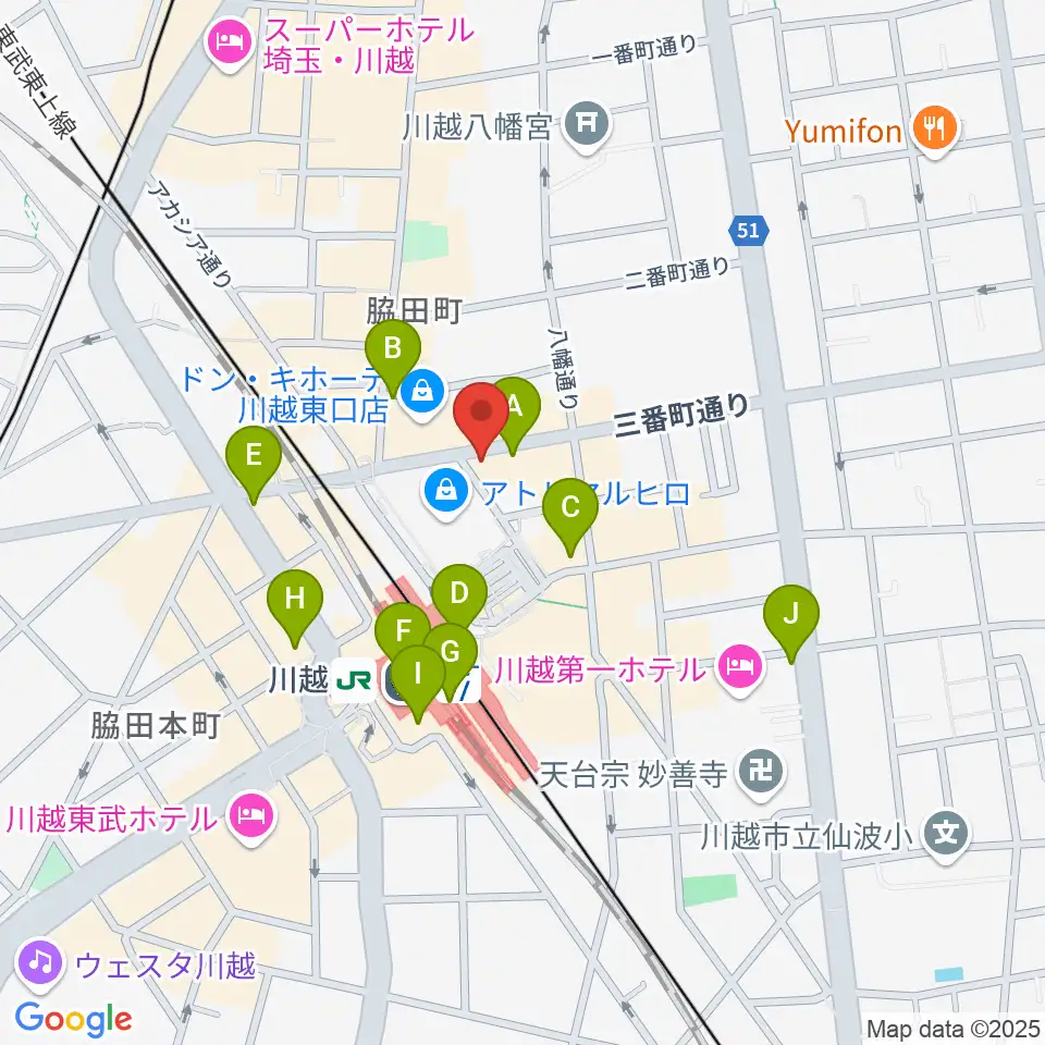 ラジオ川越周辺のコンビニエンスストア一覧地図