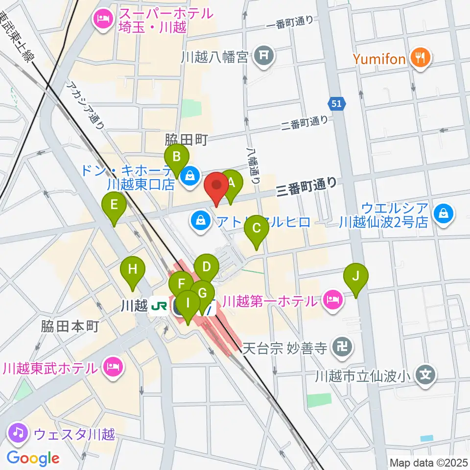 ラジオ川越周辺のコンビニエンスストア一覧地図