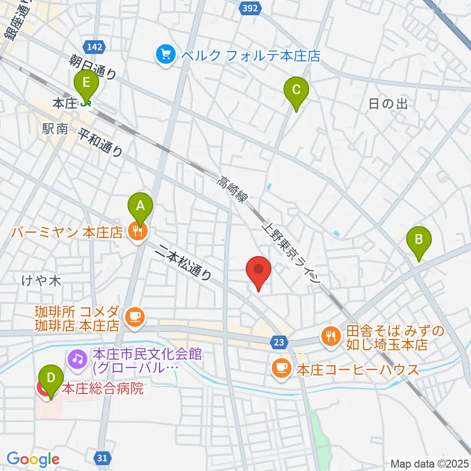 ほんじょうFM周辺のコンビニエンスストア一覧地図