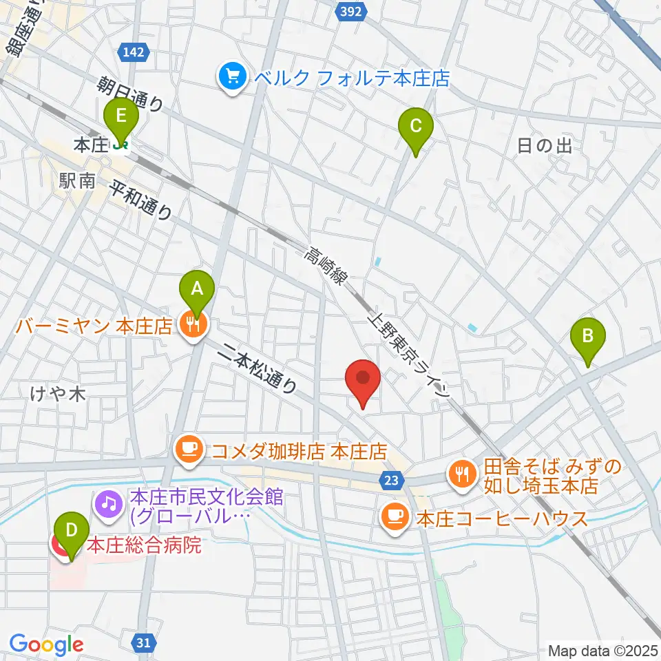 ほんじょうFM周辺のコンビニエンスストア一覧地図
