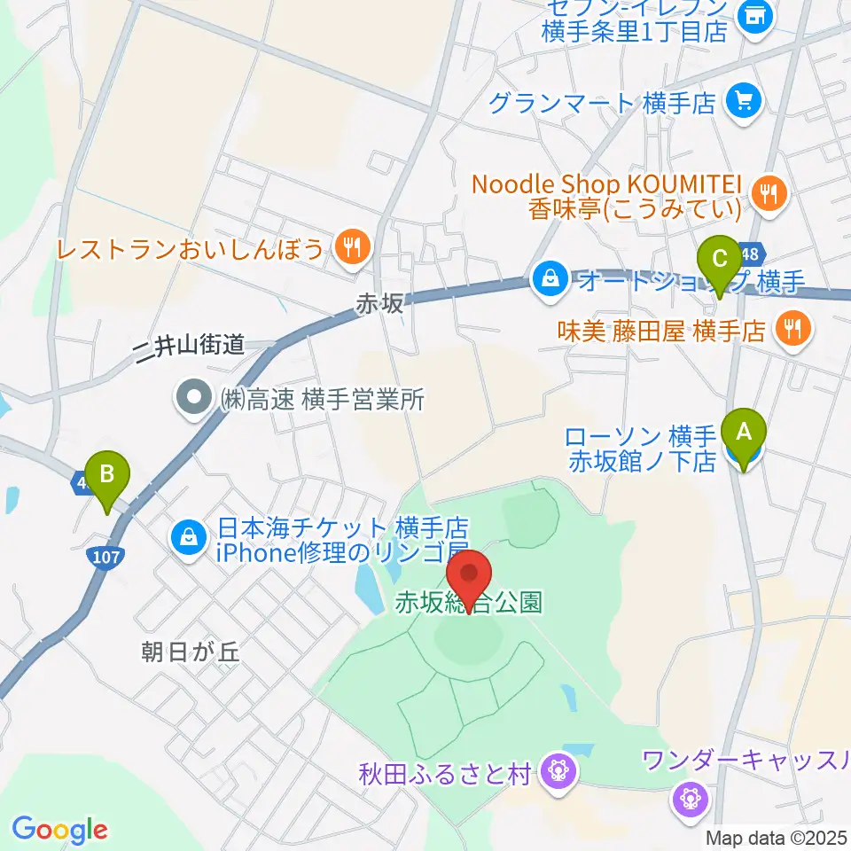 赤坂総合公園野球場周辺のコンビニエンスストア一覧地図