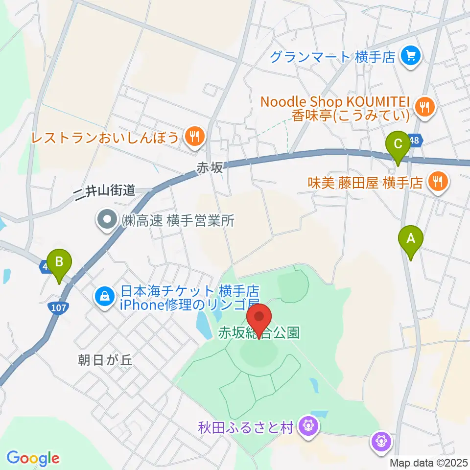 赤坂総合公園野球場周辺のコンビニエンスストア一覧地図