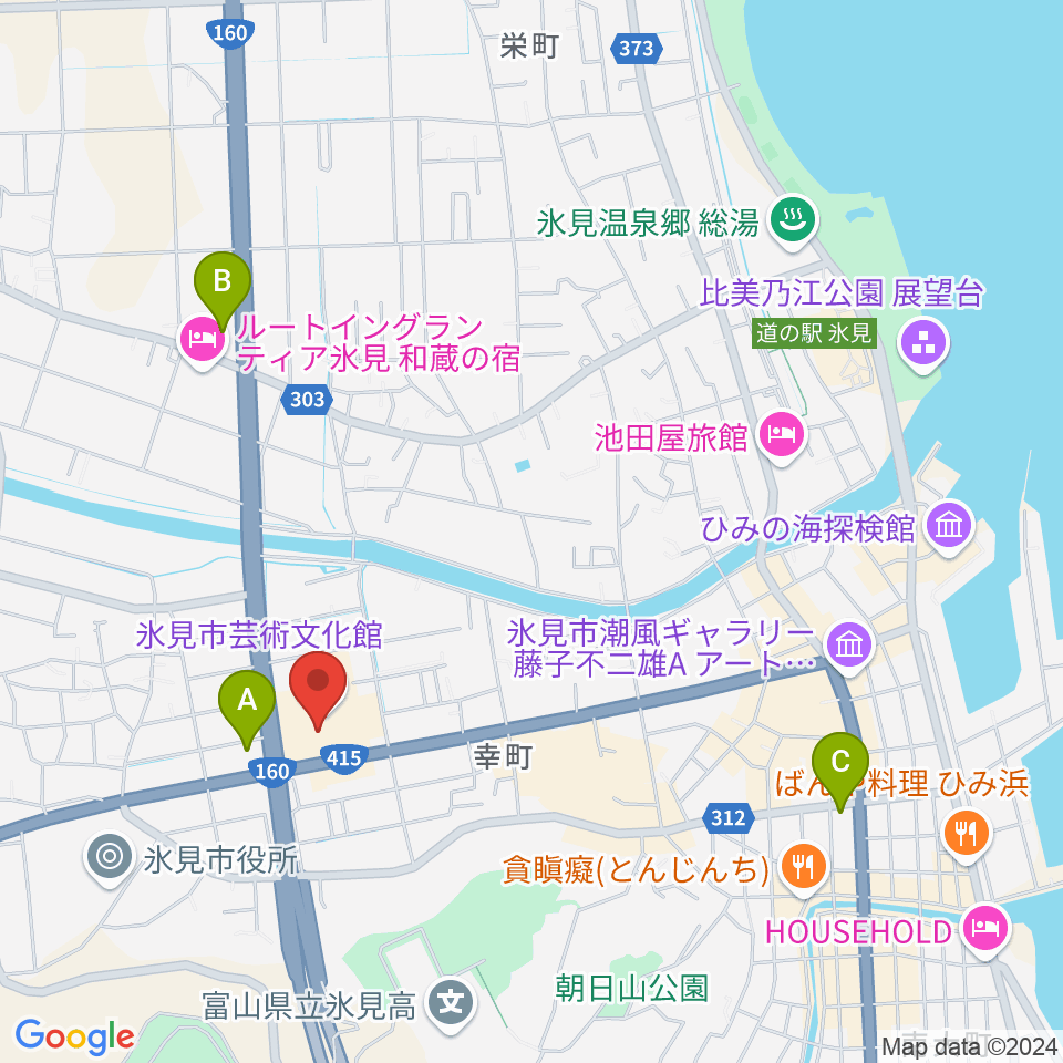 氷見市芸術文化館周辺のコンビニエンスストア一覧地図