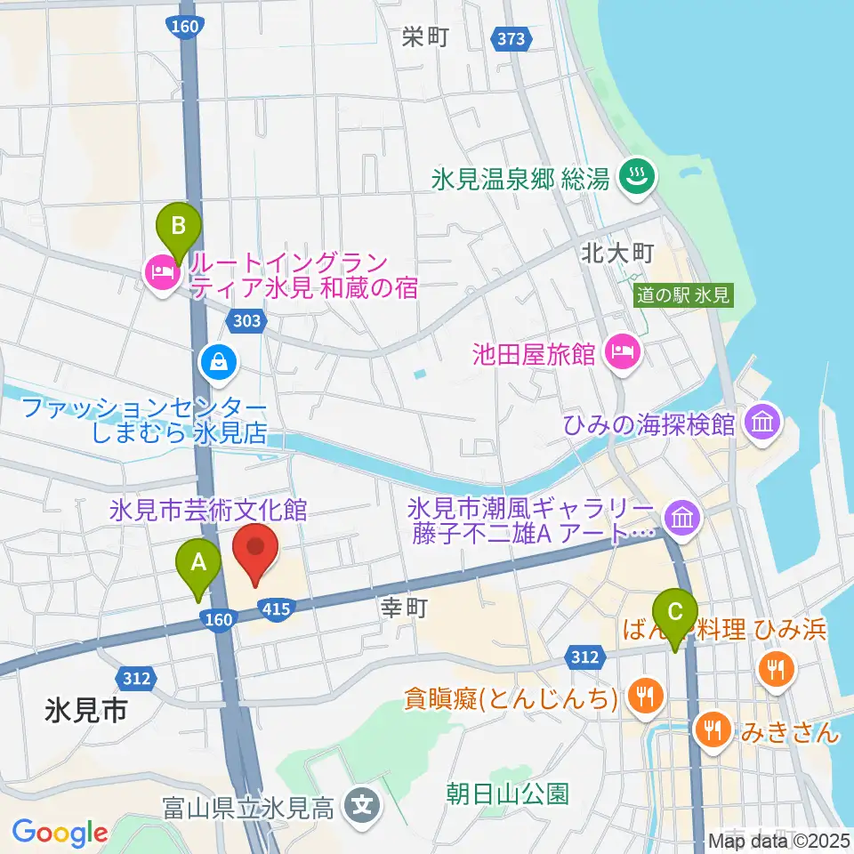 氷見市芸術文化館周辺のコンビニエンスストア一覧地図