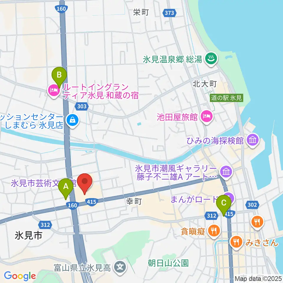 氷見市芸術文化館周辺のコンビニエンスストア一覧地図