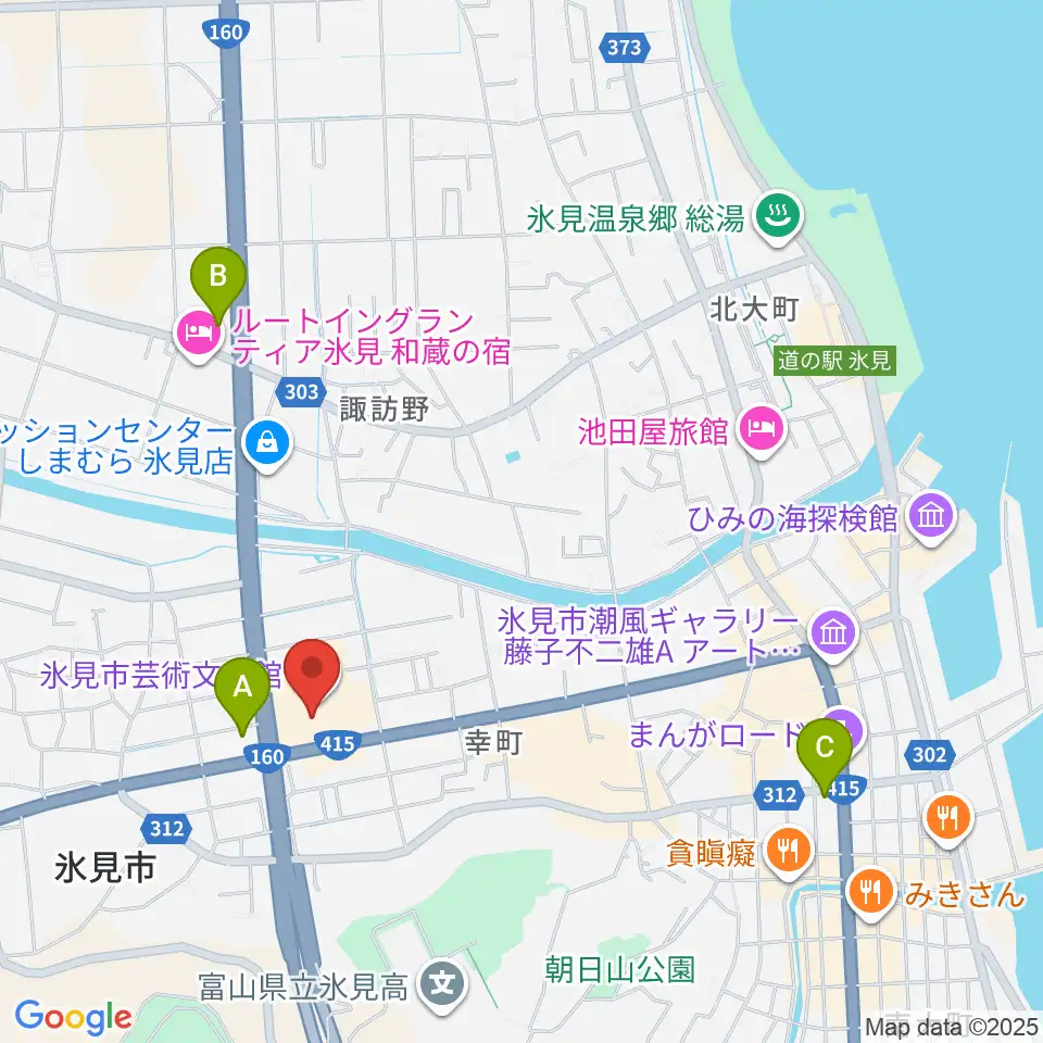 氷見市芸術文化館周辺のコンビニエンスストア一覧地図