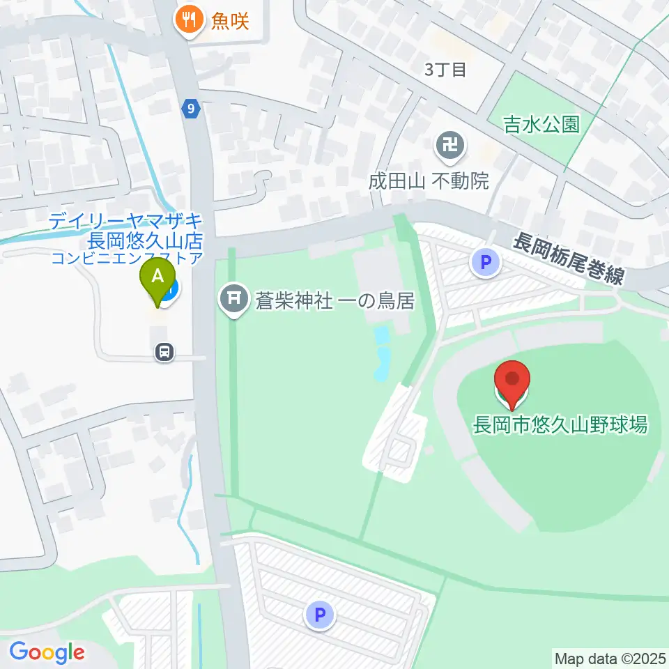 長岡市悠久山野球場周辺のコンビニエンスストア一覧地図