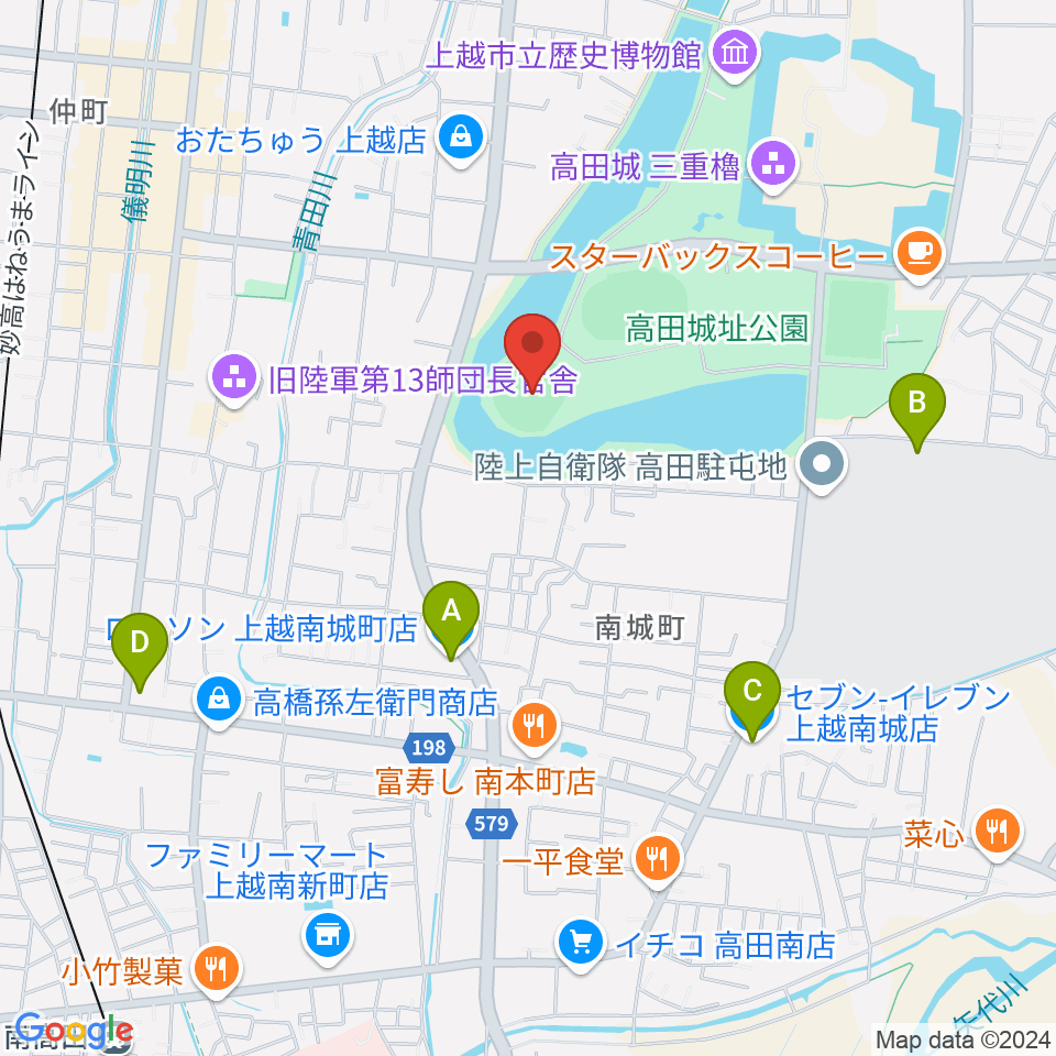 高田城址公園野球場周辺のコンビニエンスストア一覧地図