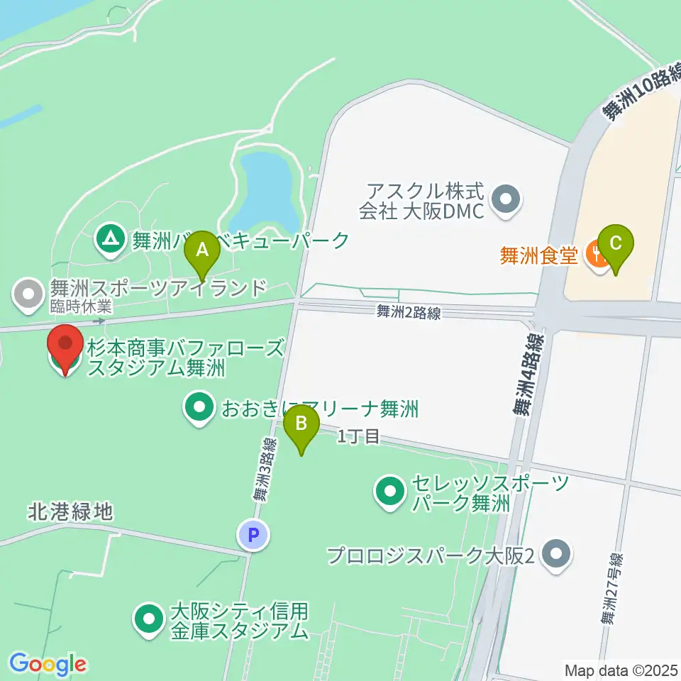 杉本商事バファローズスタジアム舞洲周辺のコンビニエンスストア一覧地図