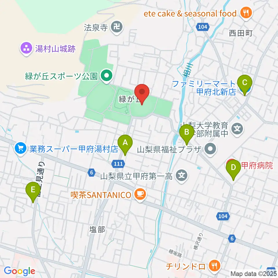 ふじでん球場周辺のコンビニエンスストア一覧地図