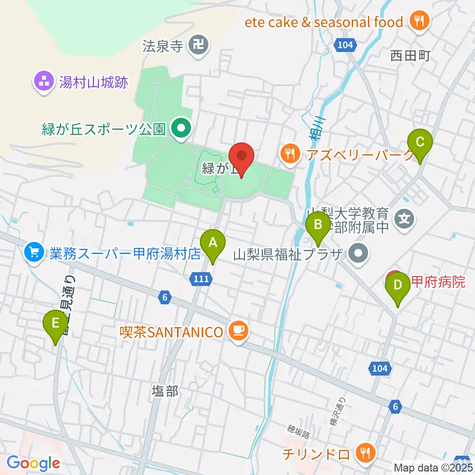 ふじでん球場周辺のコンビニエンスストア一覧地図