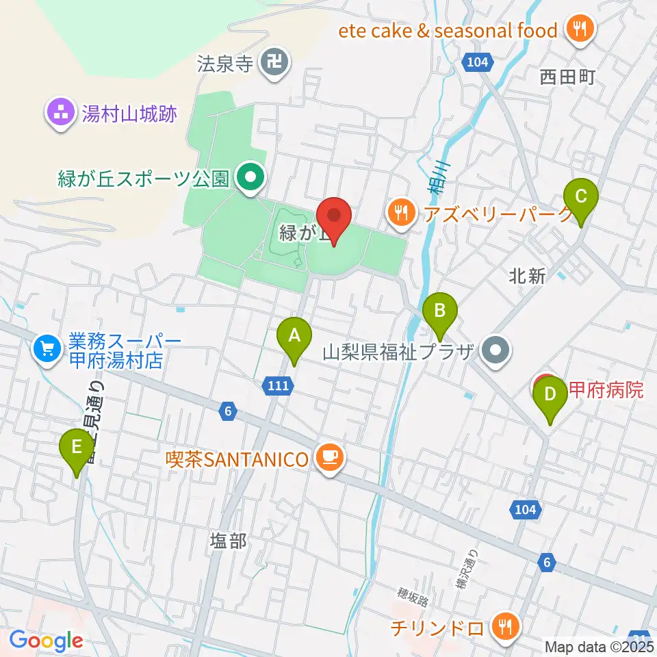 ふじでん球場周辺のコンビニエンスストア一覧地図