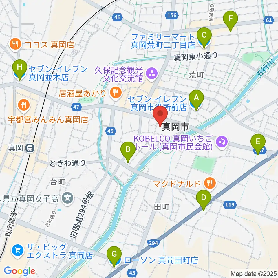 FMもおか周辺のコンビニエンスストア一覧地図