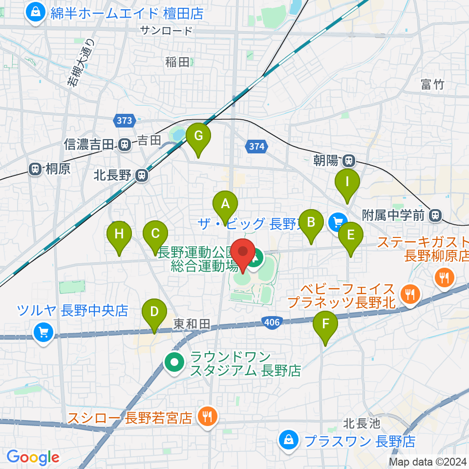 長野県営野球場周辺のコンビニエンスストア一覧地図