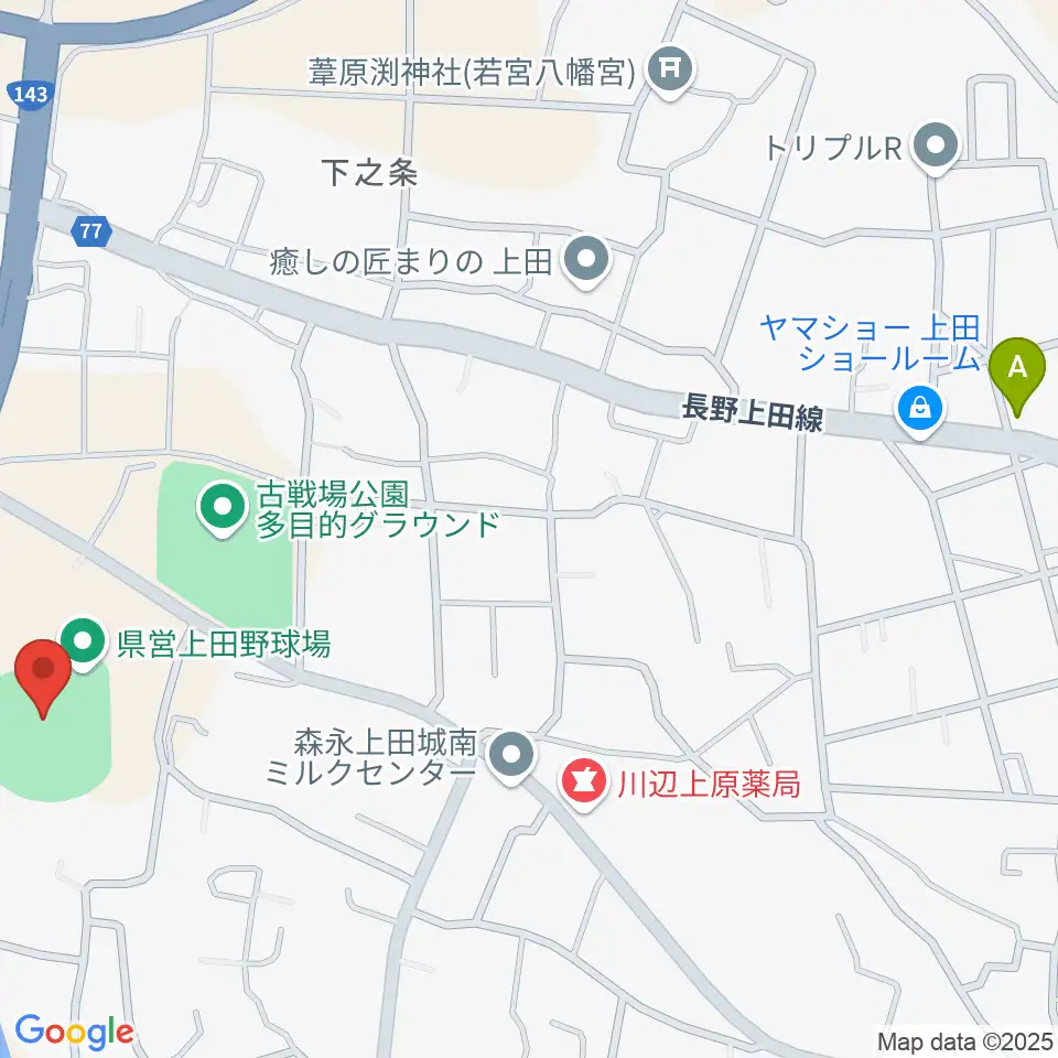 長野県営上田野球場周辺のコンビニエンスストア一覧地図
