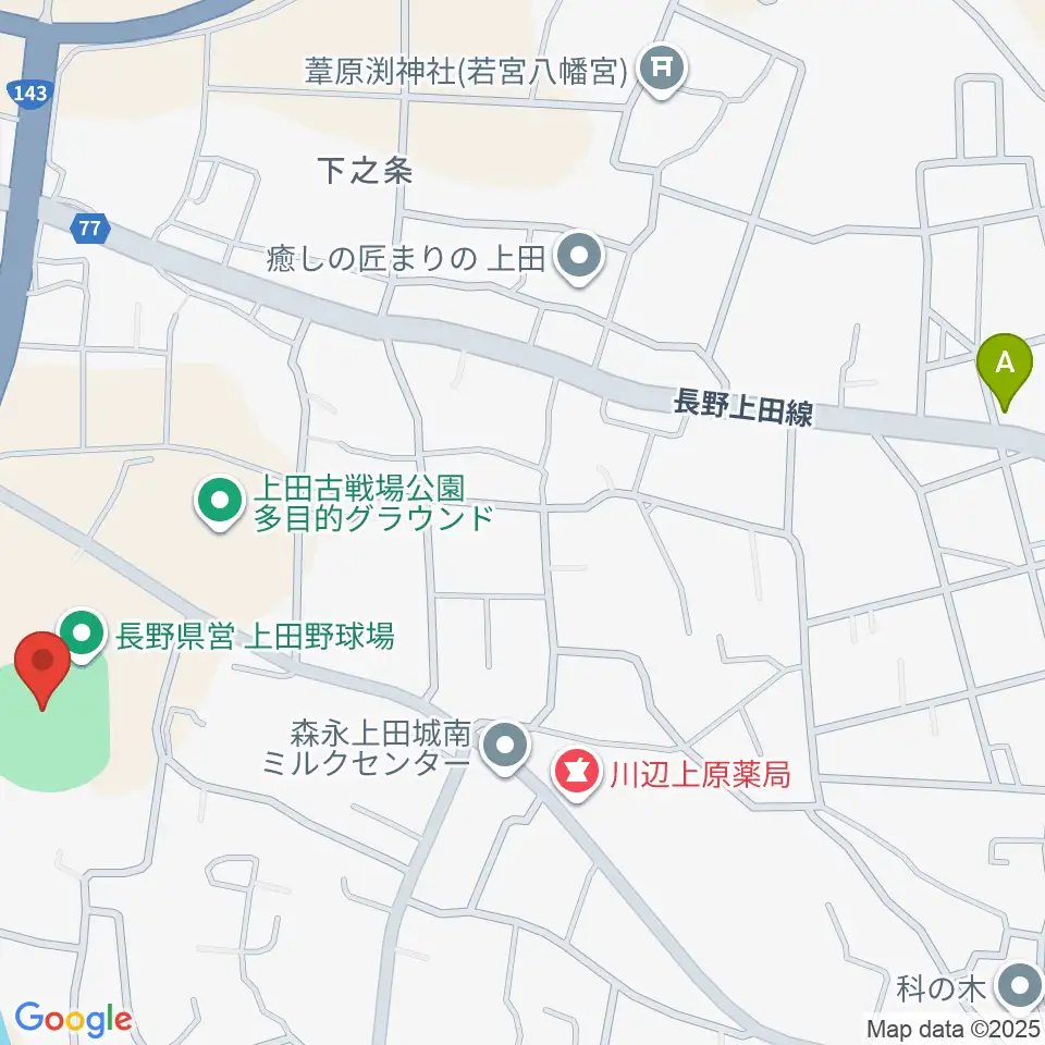 長野県営上田野球場周辺のコンビニエンスストア一覧地図