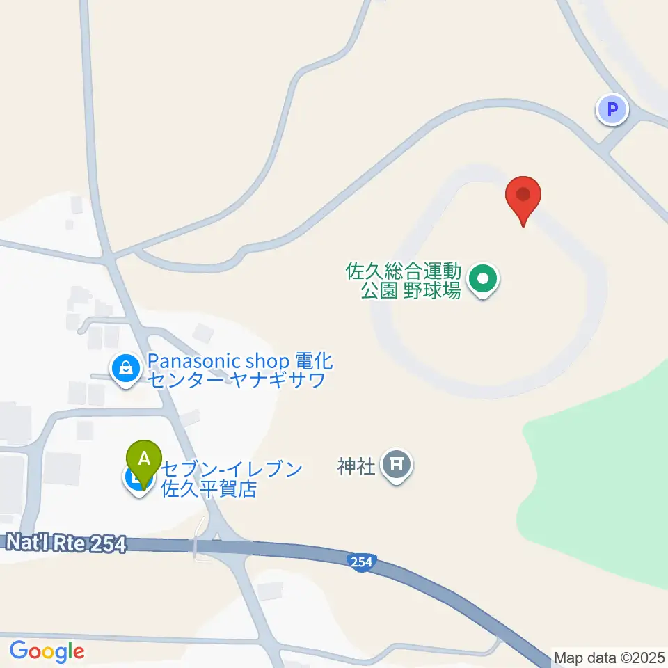 佐久総合運動公園野球場周辺のコンビニエンスストア一覧地図