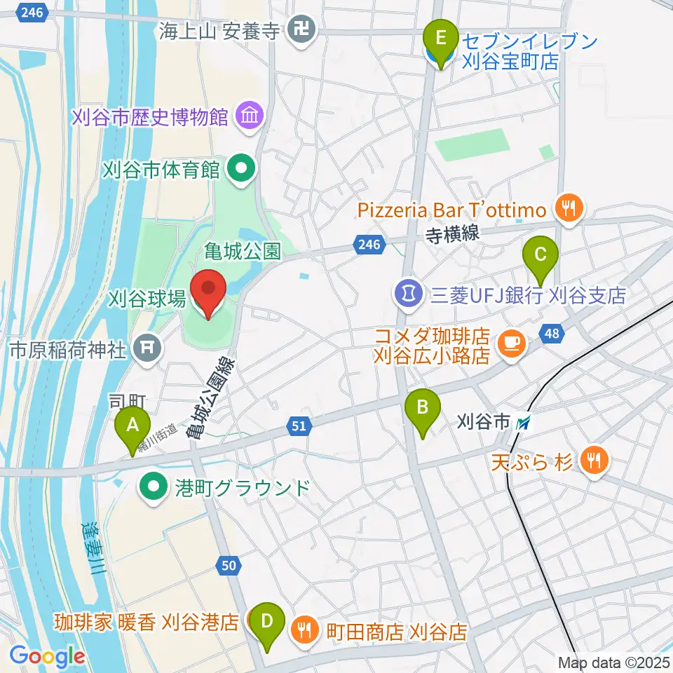 刈谷球場周辺のコンビニエンスストア一覧地図