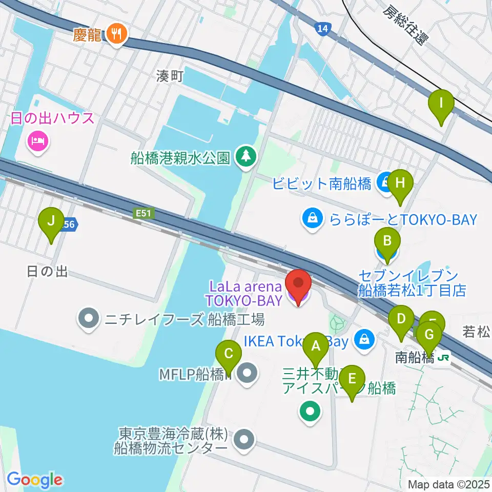 ららアリーナ東京ベイ周辺のコンビニエンスストア一覧地図