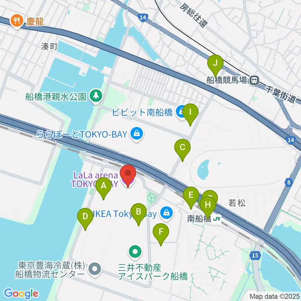 ららアリーナ東京ベイ周辺のコンビニエンスストア一覧地図