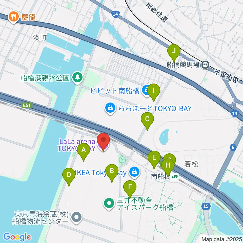 ららアリーナ東京ベイ周辺のコンビニエンスストア一覧地図