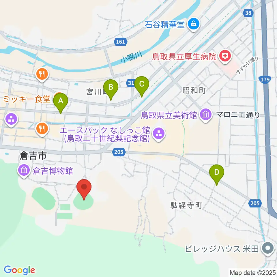 倉吉市営野球場周辺のコンビニエンスストア一覧地図