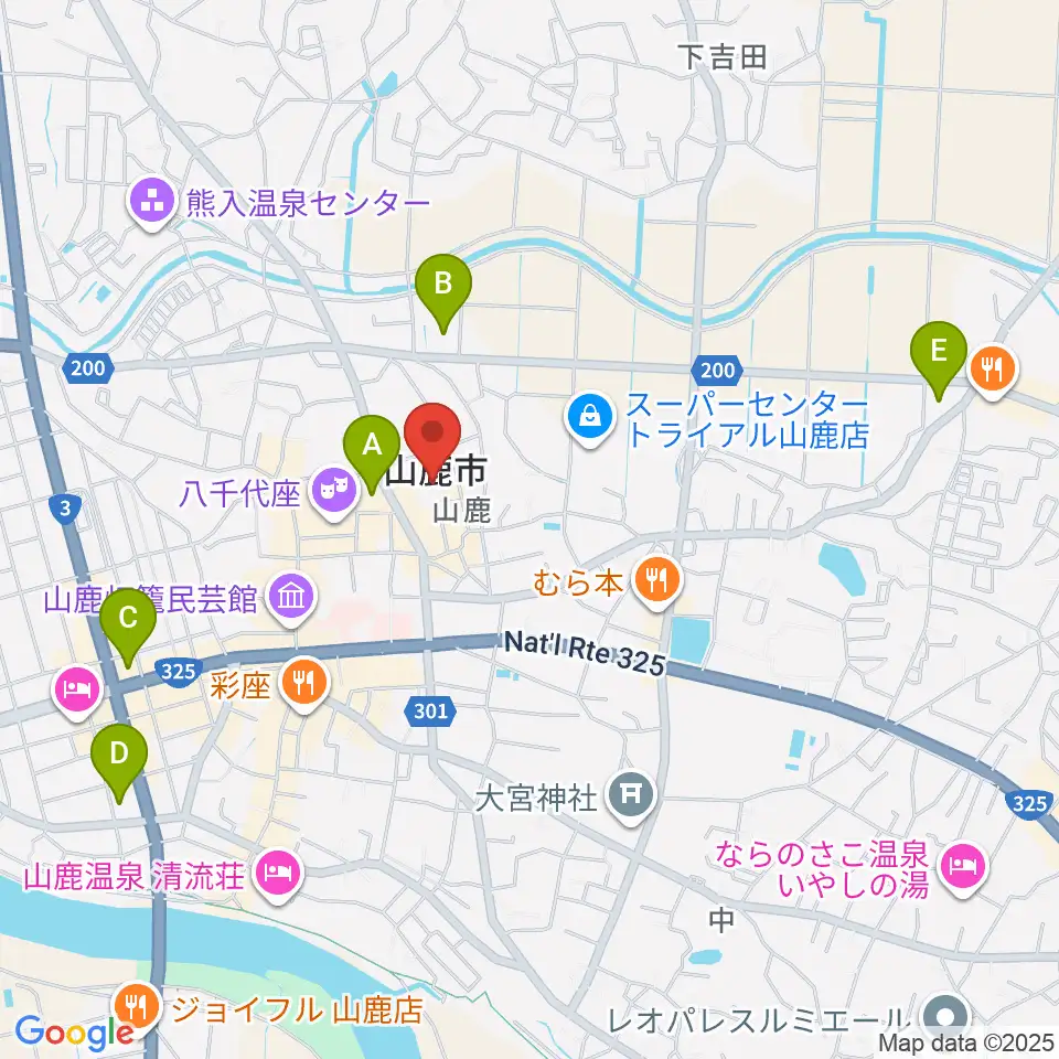 山鹿市民交流センター周辺のコンビニエンスストア一覧地図