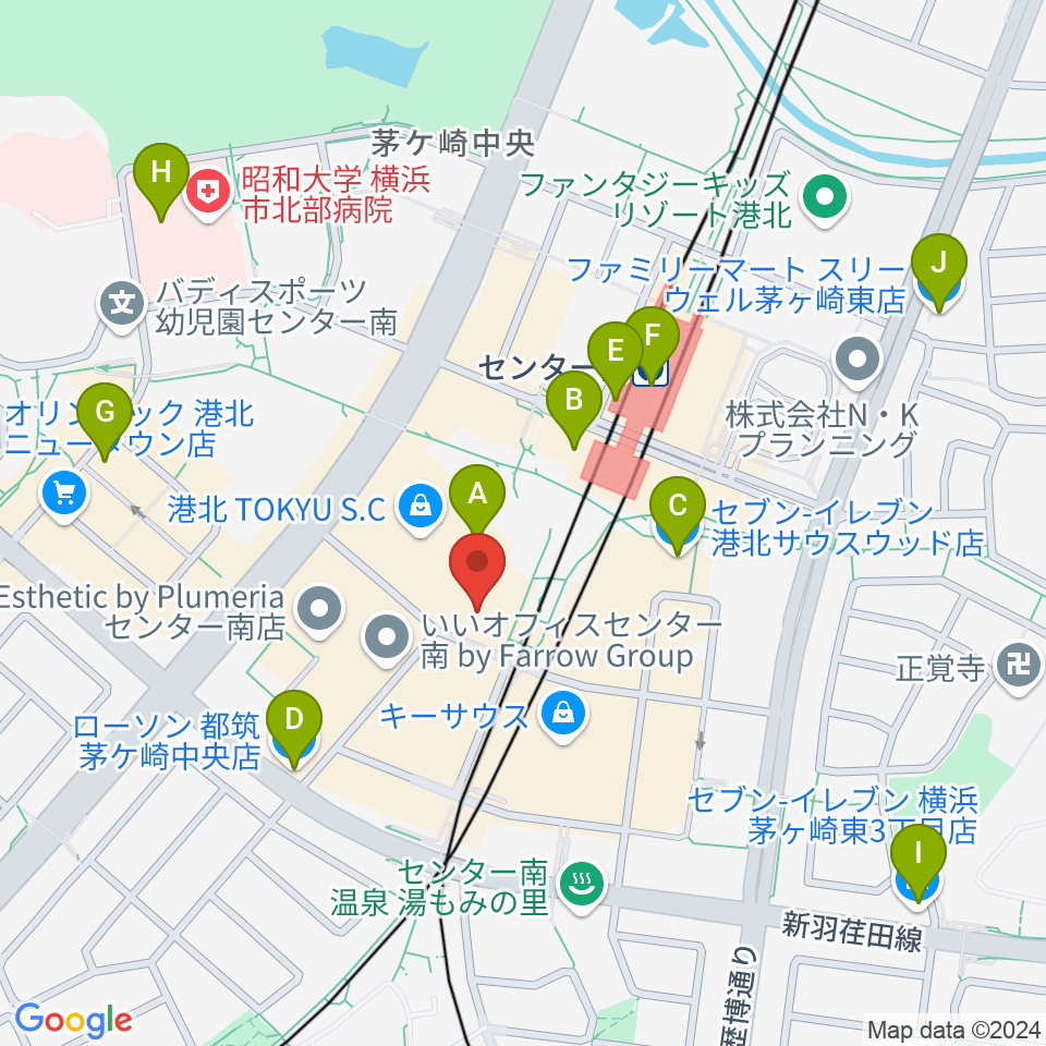 109シネマズ港北周辺のコンビニエンスストア一覧地図