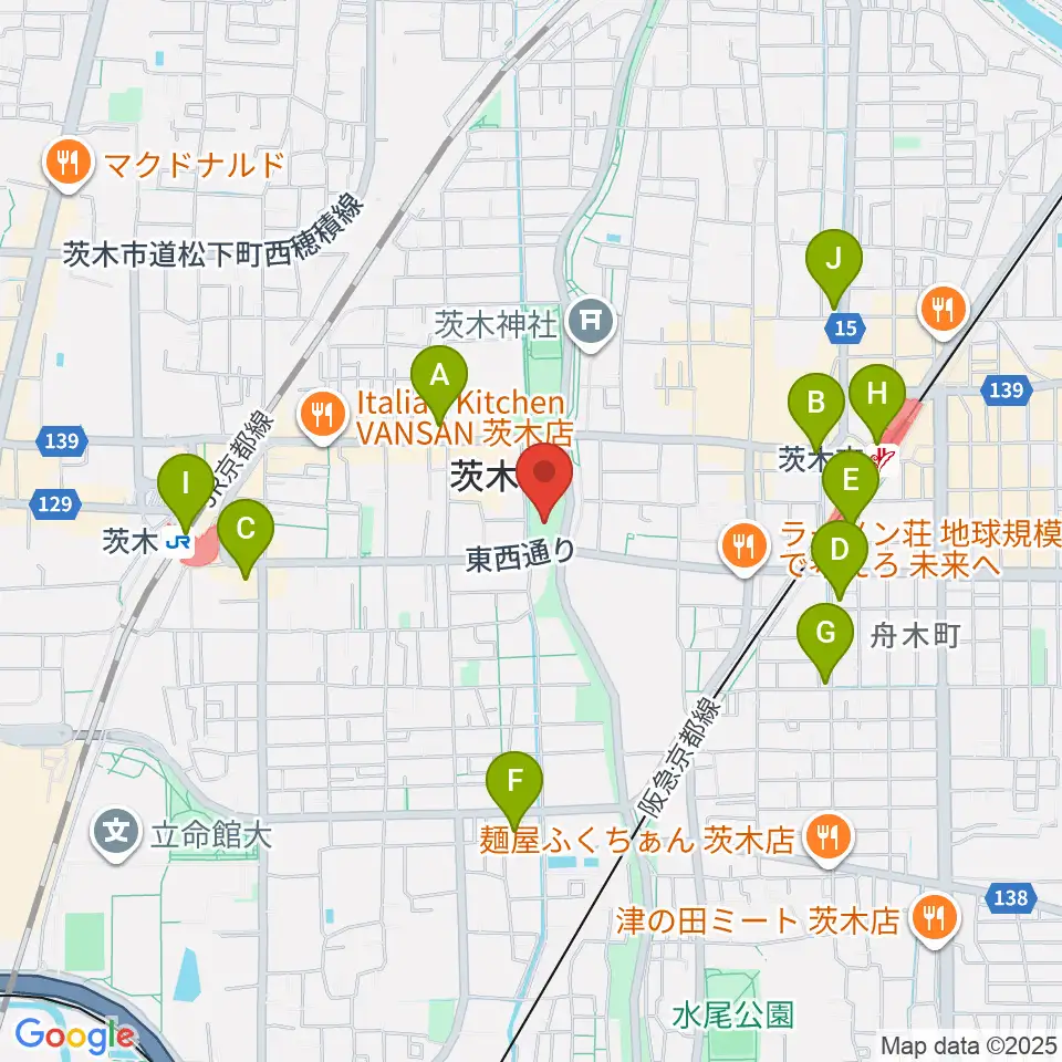 おにクル 茨木市文化子育て複合施設周辺のコンビニエンスストア一覧地図