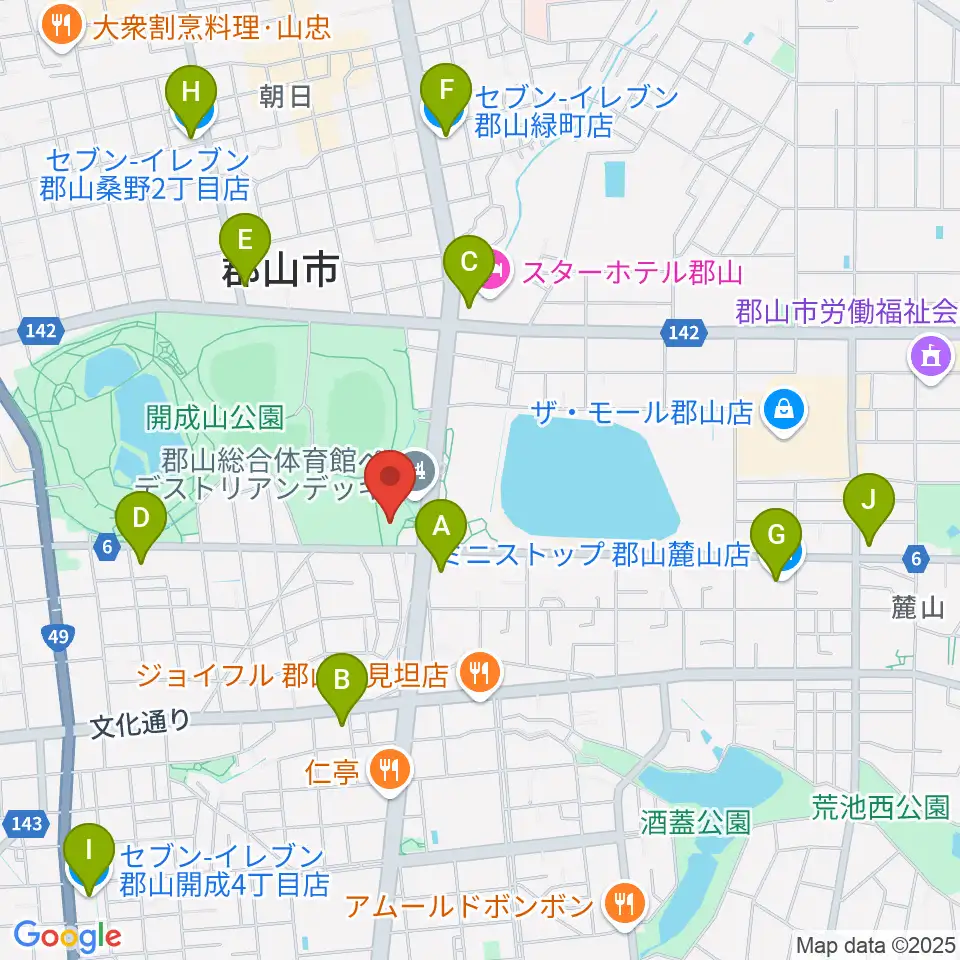 ミューカルがくと館周辺のコンビニエンスストア一覧地図