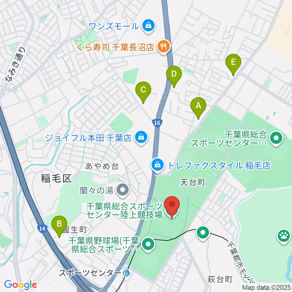 千葉県総合スポーツセンター陸上競技場周辺のコンビニエンスストア一覧地図