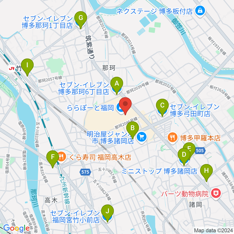 TOHOシネマズららぽーと福岡周辺のコンビニエンスストア一覧地図