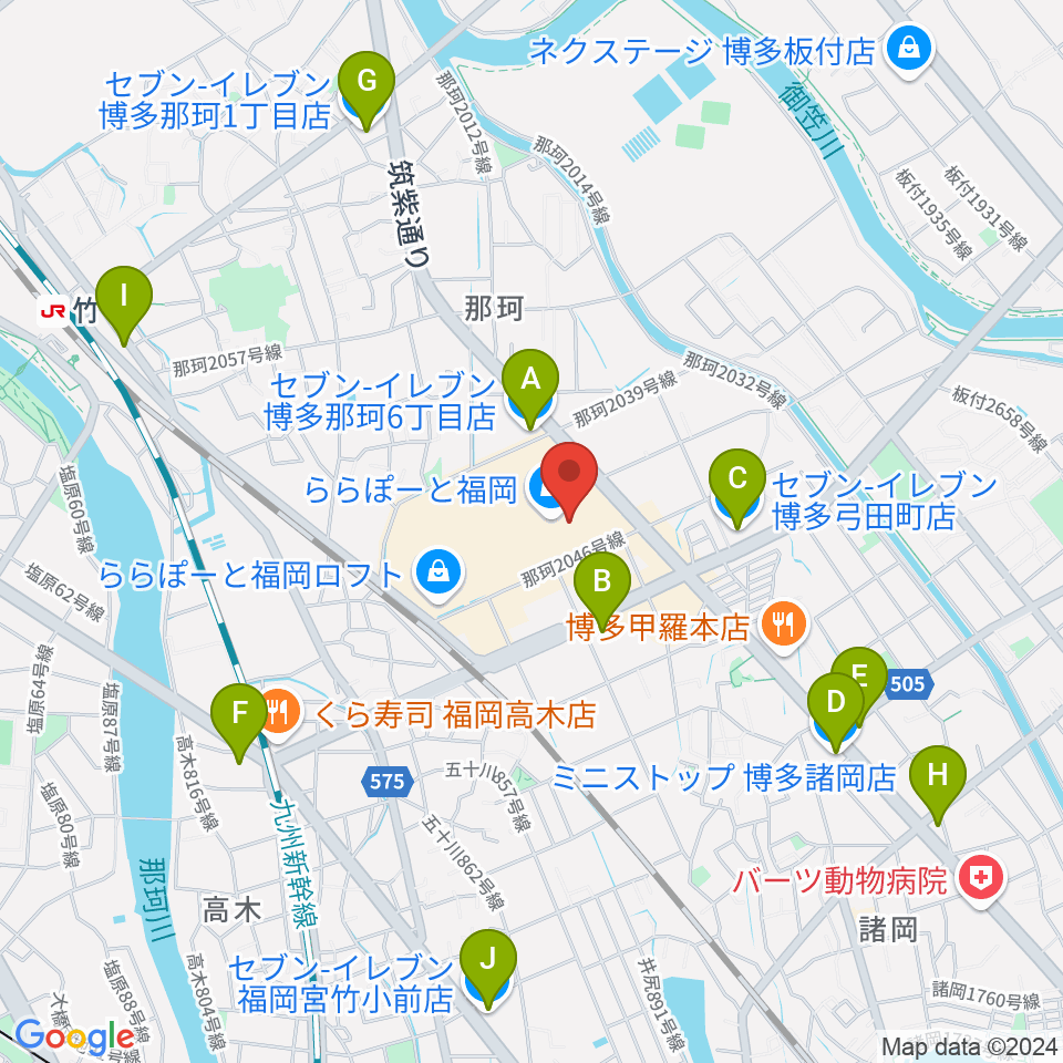 TOHOシネマズららぽーと福岡周辺のコンビニエンスストア一覧地図