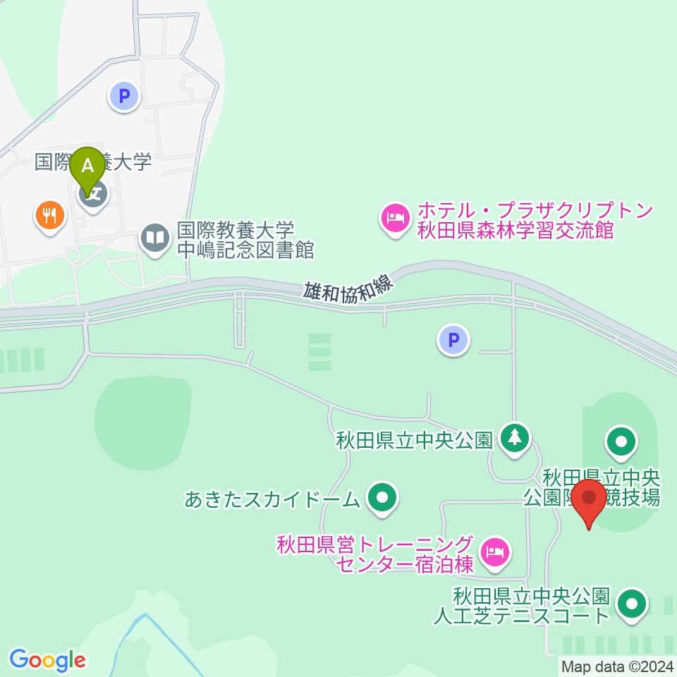 秋田県立中央公園陸上競技場周辺のコンビニエンスストア一覧地図