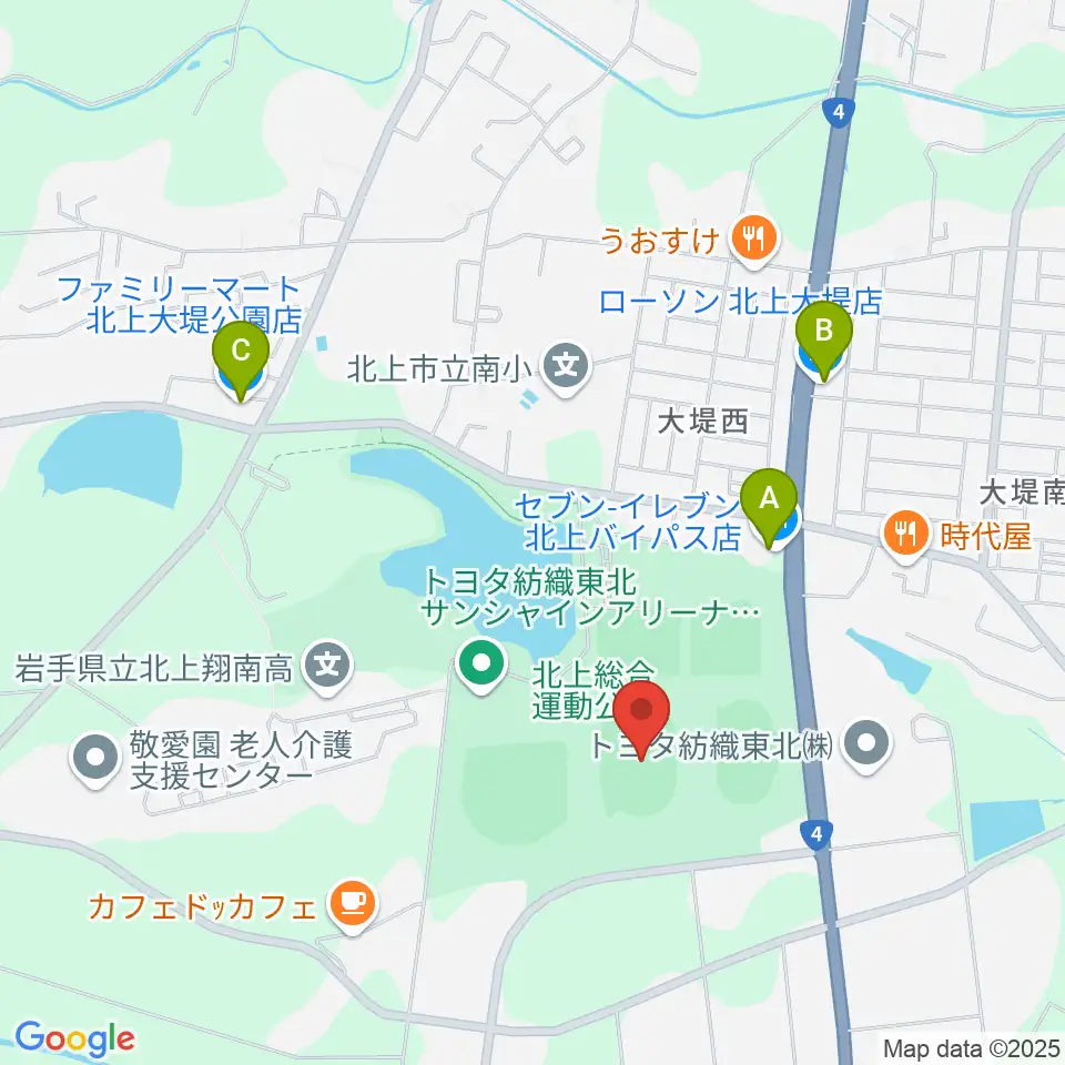ウエスタンデジタルスタジアムきたかみ周辺のコンビニエンスストア一覧地図