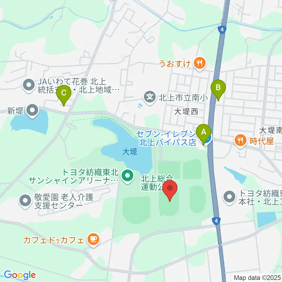ウエスタンデジタルスタジアムきたかみ周辺のコンビニエンスストア一覧地図