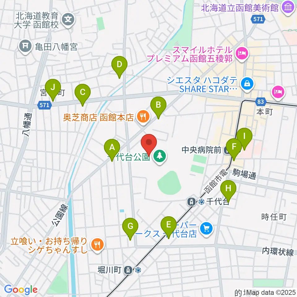 千代台公園陸上競技場周辺のコンビニエンスストア一覧地図