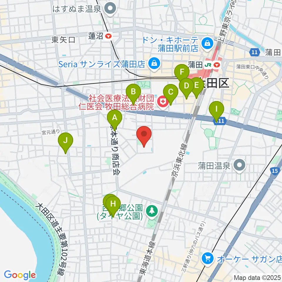 カムカム新蒲田周辺のコンビニエンスストア一覧地図