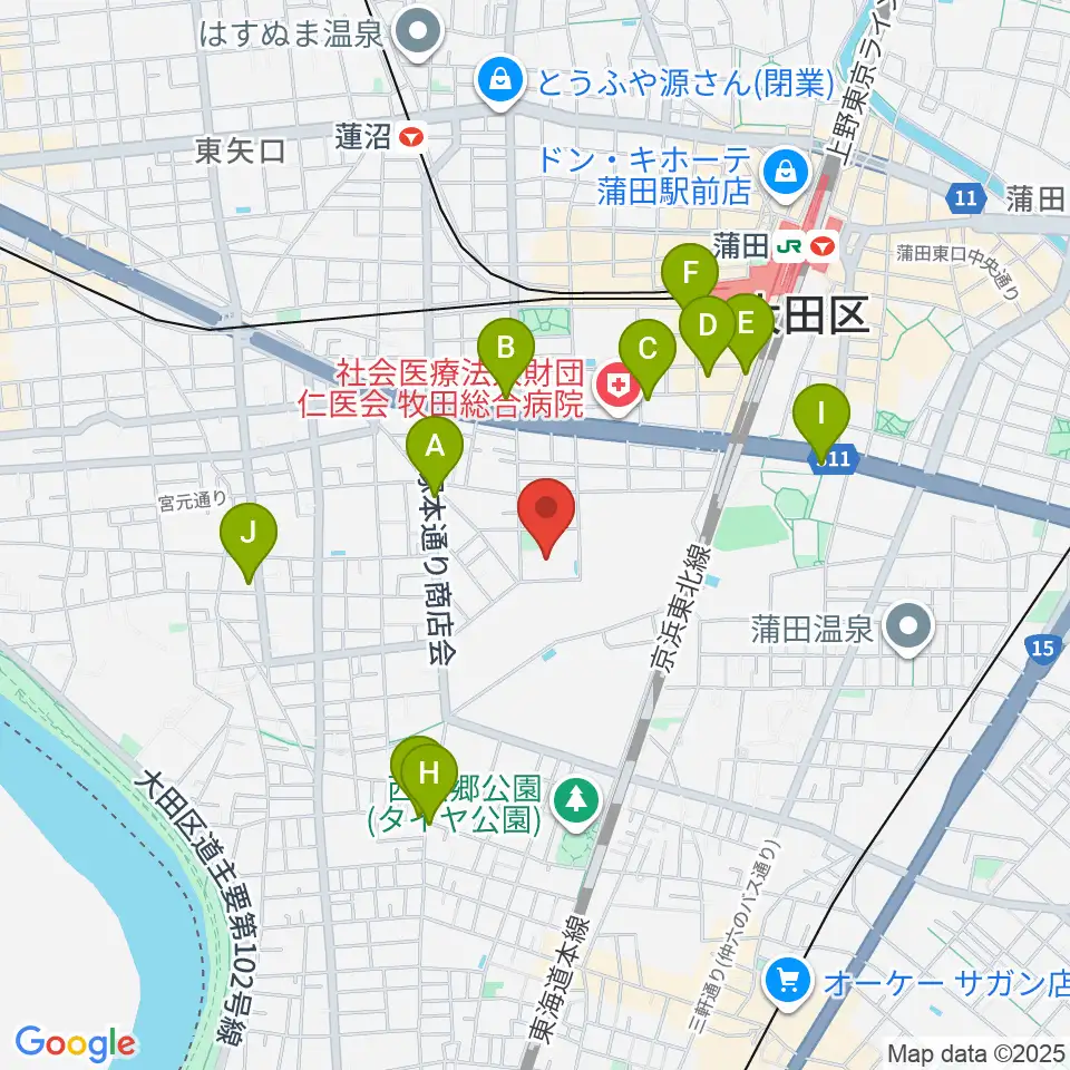 カムカム新蒲田周辺のコンビニエンスストア一覧地図