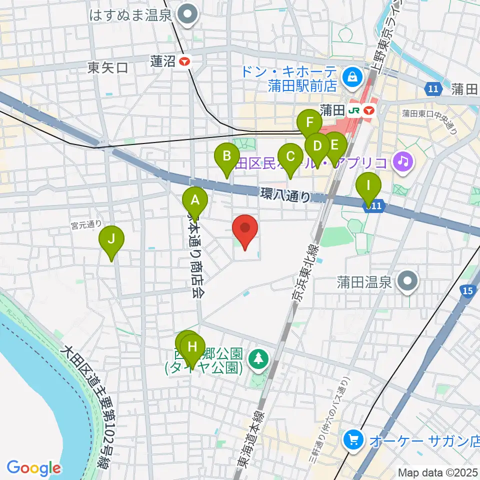 カムカム新蒲田周辺のコンビニエンスストア一覧地図