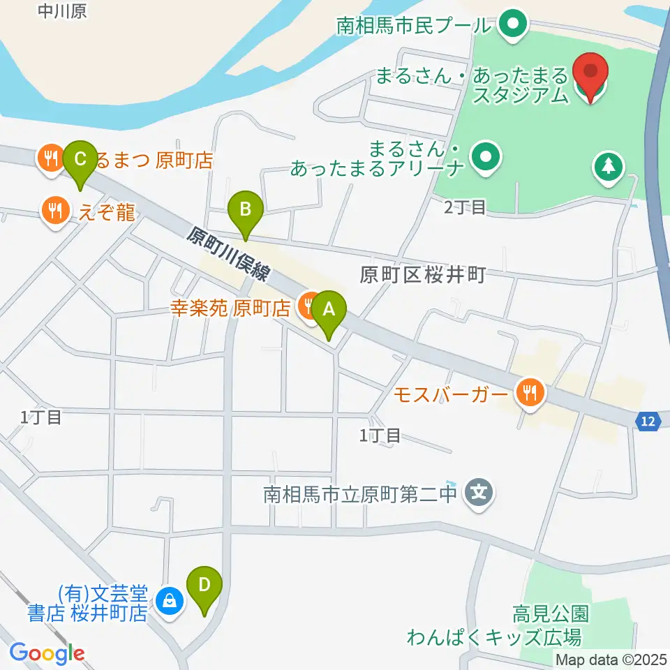 まるさん・あったまるスタジアム周辺のコンビニエンスストア一覧地図