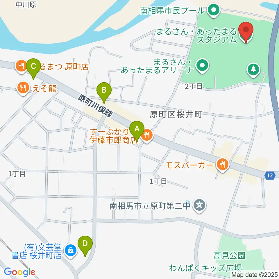 まるさん・あったまるスタジアム周辺のコンビニエンスストア一覧地図