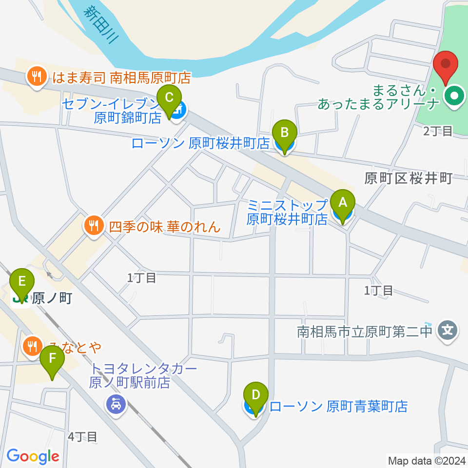 まるさん・あったまるアリーナ周辺のコンビニエンスストア一覧地図