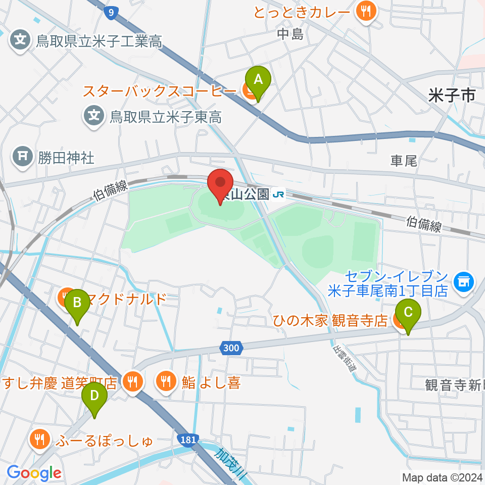 どらドラパーク米子陸上競技場周辺のコンビニエンスストア一覧地図