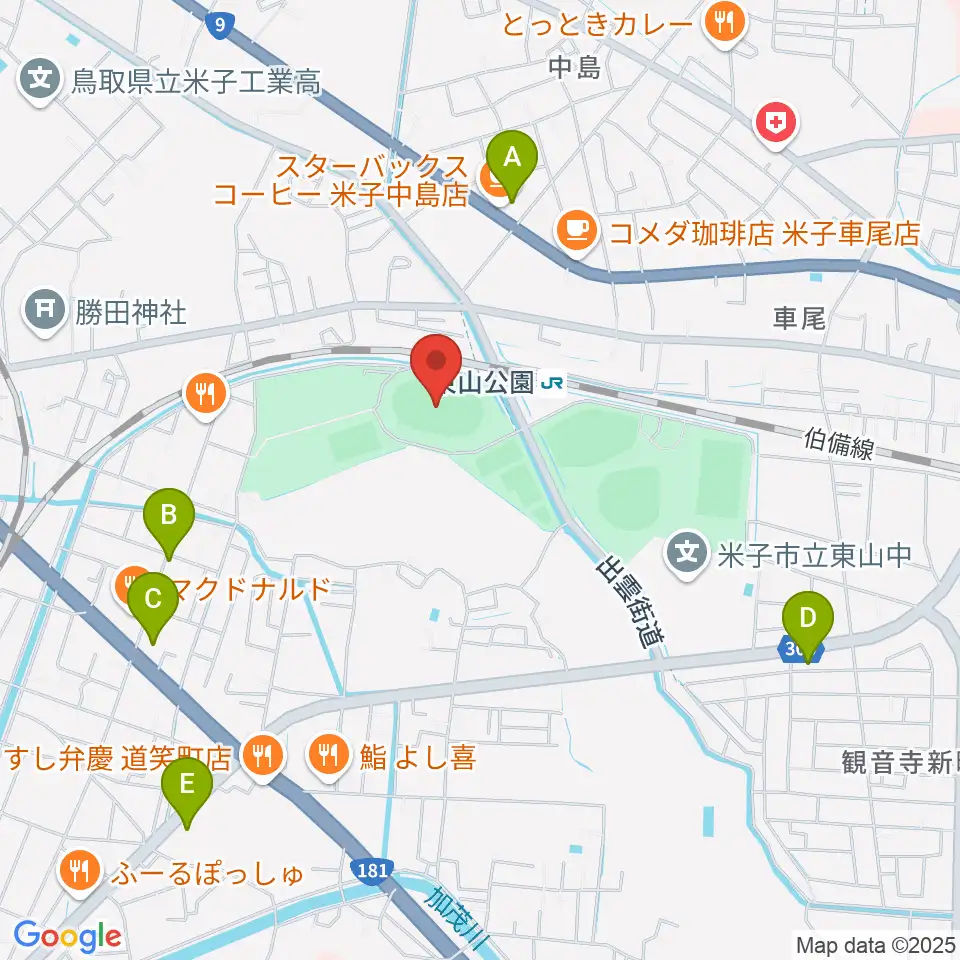 どらドラパーク米子陸上競技場周辺のコンビニエンスストア一覧地図