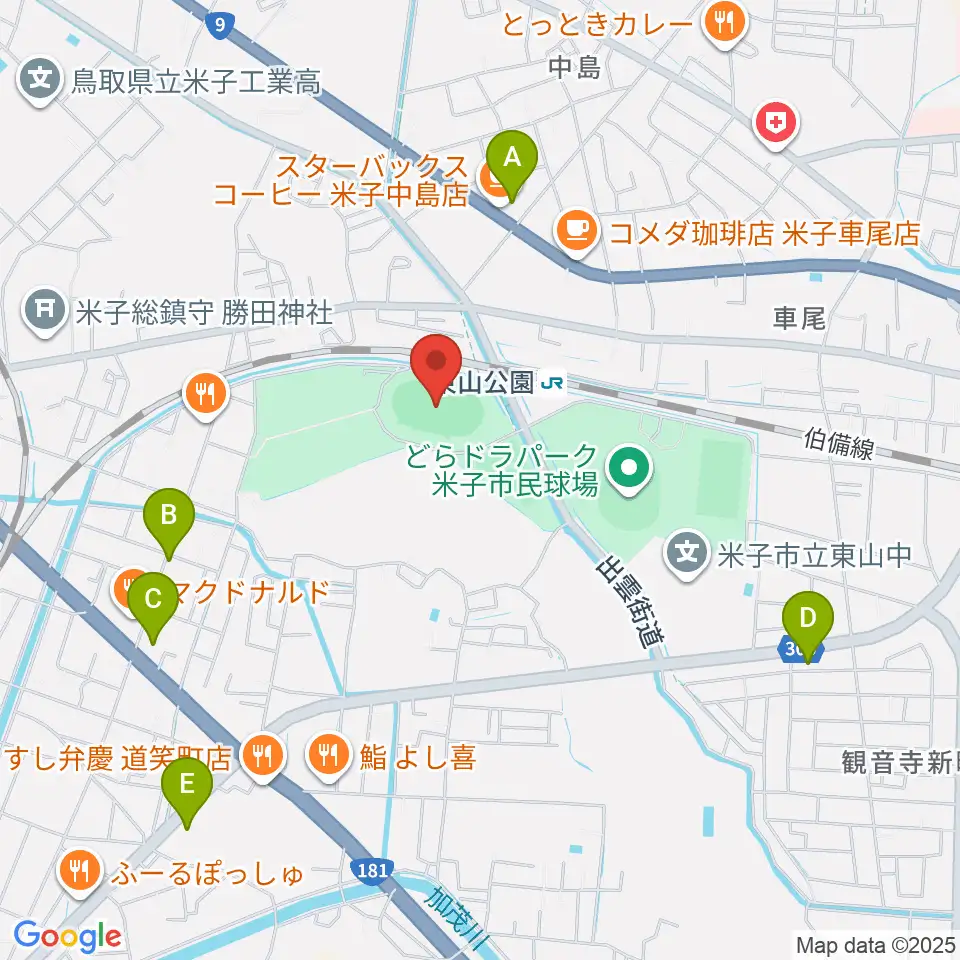 どらドラパーク米子陸上競技場周辺のコンビニエンスストア一覧地図