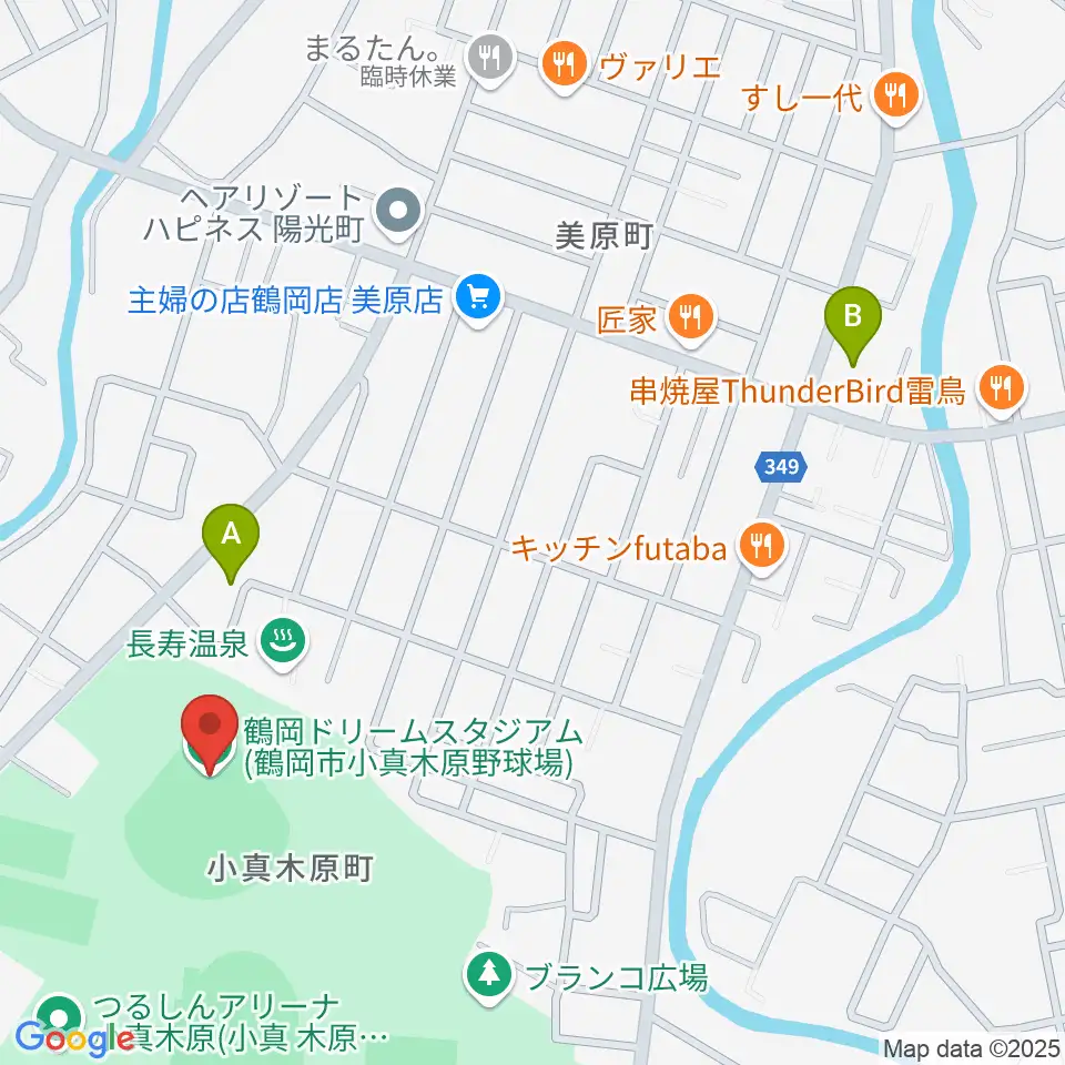鶴岡ドリームスタジアム周辺のコンビニエンスストア一覧地図